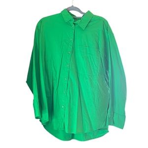 Long Sleeve Oversized Button Down Shirt Green LargeTarget
